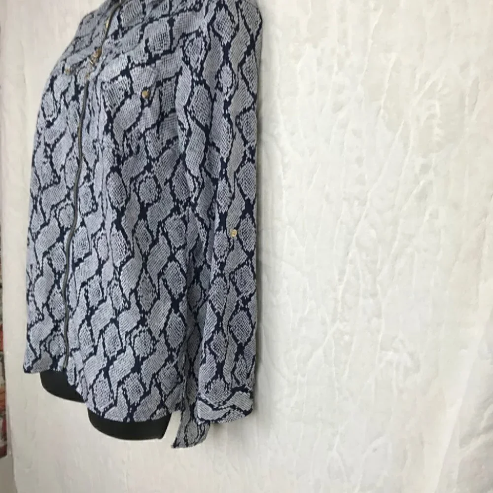 MICHAEL Kors  Snake Print Zip Up Shirt Size XS - Picture 4 of 7